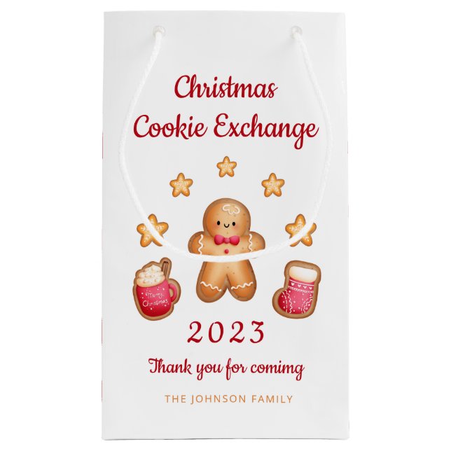 Petit Sac Cadeau Cute Gingerbread Man Christmas Cookie Exchange (Dos)