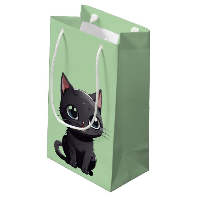 Petit Sac Cadeau Cute Kitten noir (Dos Angle)