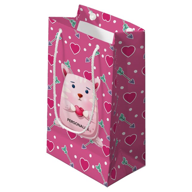 Petit Sac Cadeau Cute Kitty Heart (Devant Angle)
