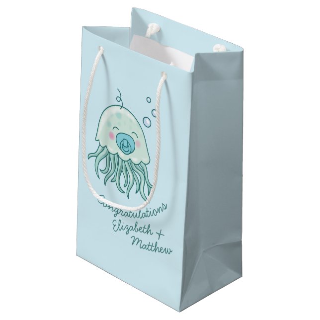 Petit Sac Cadeau Cute méduse Baby shower Kawaii Blue Boy (Dos Angle)