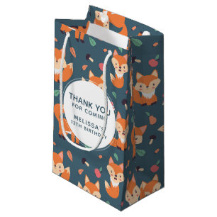 Petit Sac Cadeau Cute Orange Fox Motif animal Merci