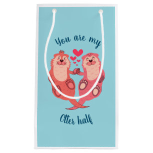 Petit Sac Cadeau Cute Otters Valentines Day Couple Personnalisé