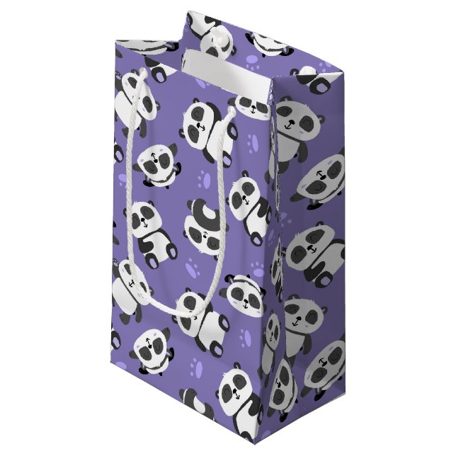 Petit Sac Cadeau Cute panda ours paw bleu arrière - plan (Devant Angle)
