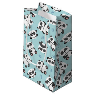 Petit Sac Cadeau Cute panda ours paw cyan arrière - plan