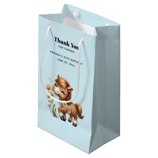 Petit Sac Cadeau Cute Pony Manger Mangeurs Merci (Devant Angle)