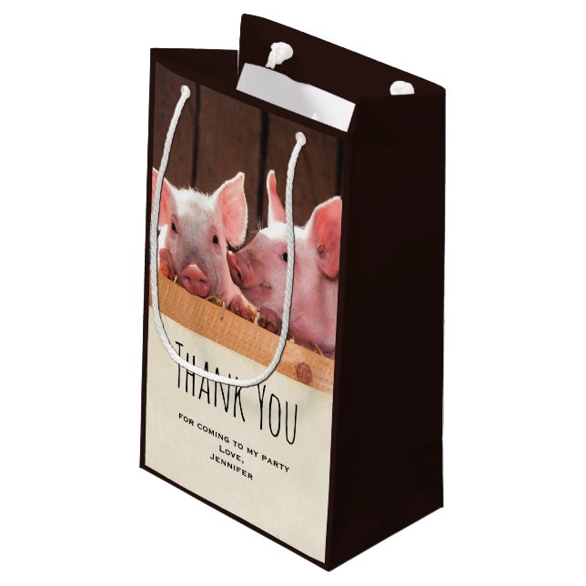 Petit Sac Cadeau Cute Rose Piglets Photo Animal - Merci de fête (Dos Angle)