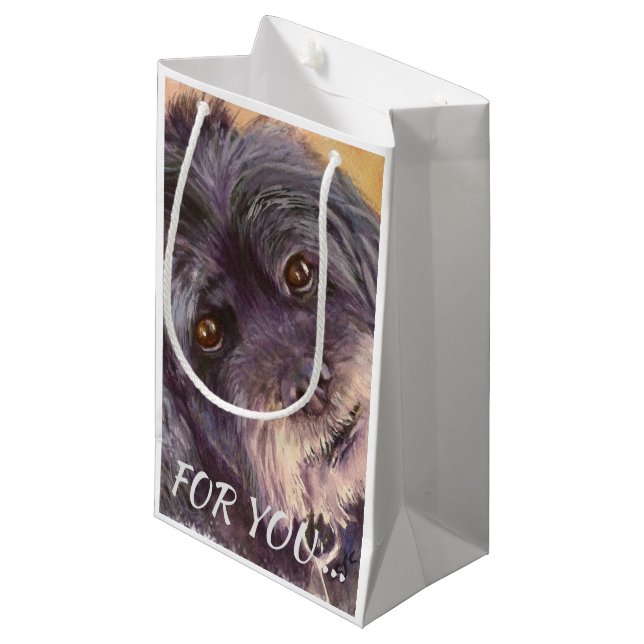 PETIT SAC CADEAU CUTIE NOIR COCK-A-POO MIX (Devant Angle)