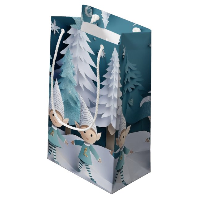 Petit Sac Cadeau Cutout Elves in the Snow Christmas  (Dos Angle)