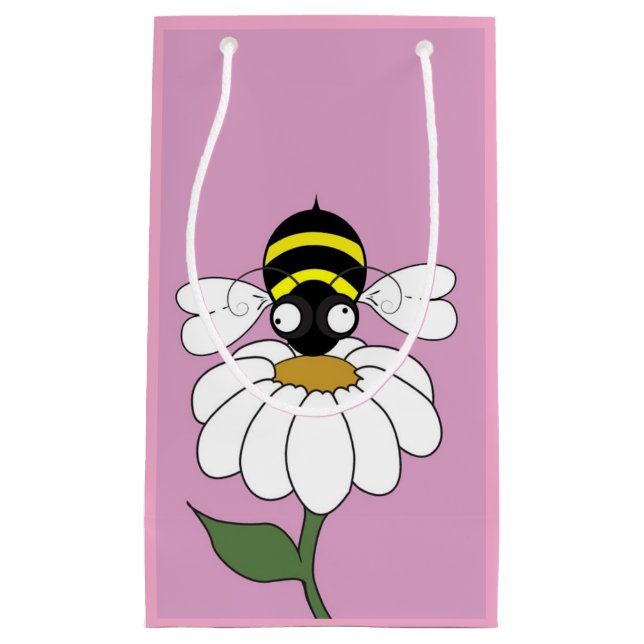 Petit sac cadeau d'abeille de marguerite (Devant)