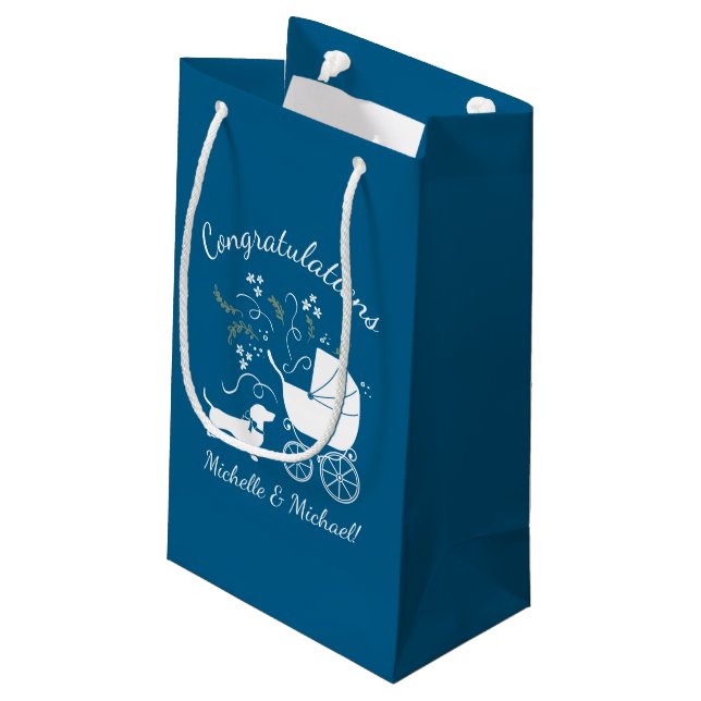 Petit Sac Cadeau Dachshund Wiener Chien Baby shower Blue Boy (Dos Angle)