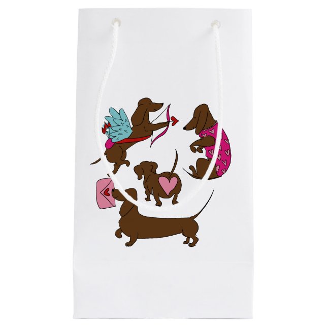 PETIT SAC CADEAU DACHSHUNDS CUPID  (Devant)