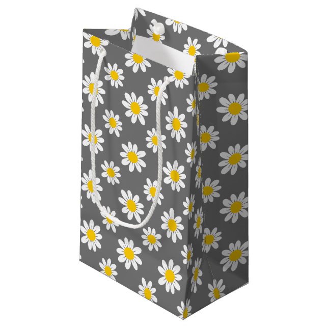 Petit Sac Cadeau Daisies de White Yellow (Devant Angle)
