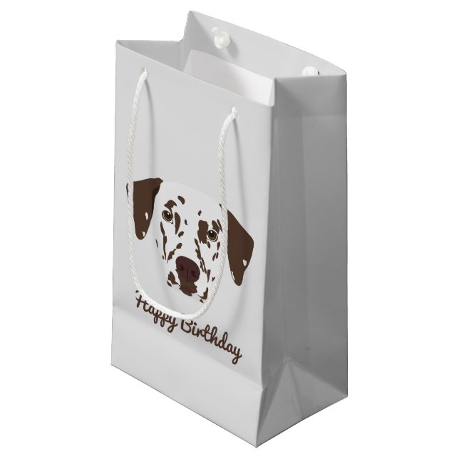 Petit Sac Cadeau Dalmatien tacheté marron (Devant Angle)