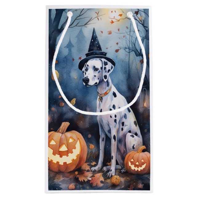Petit Sac Cadeau Dalmation d'Halloween avec effroi Citrouille (Dos)