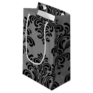 Petit Sac Cadeau Damas noir sur Motif gris