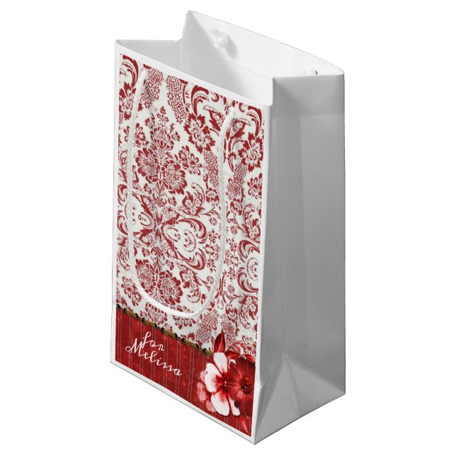 Petit Sac Cadeau Damas rouge (Devant Angle)