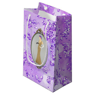 Petit Sac Cadeau Dame Art Déco en miroir Vintage violet bokeh Bling