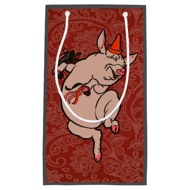 Petit Sac Cadeau Dancing Pig Antique Cute Danseuse (Devant)