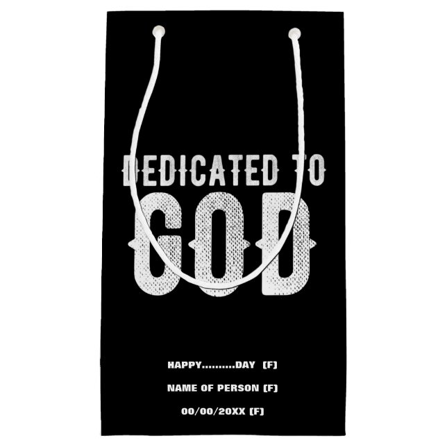 PETIT SAC CADEAU DÉDIÉ À DIEU COOL PERSONNALISABLE TEXTE BLANC (Devant)