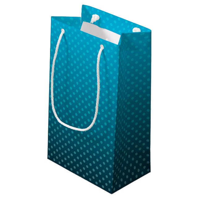 Petit Sac Cadeau dégradé bleu avec petits pois (Dos Angle)