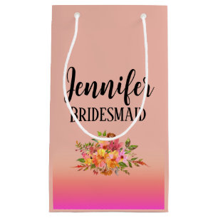 Petit Sac Cadeau Demoiselle d'honneur Fleurs modernes personnalis