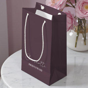 Petit Sac Cadeau Demoiselle d'honneur   Minimaliste Écriture Violet