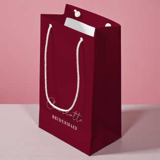 Petit Sac Cadeau Demoiselle d'honneur | Minimaliste Script Bourgogn