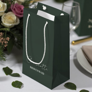 Petit Sac Cadeau Demoiselle d'honneur   Minimaliste Script Vert Lun