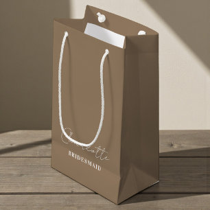 Petit Sac Cadeau Demoiselle d'honneur   Naturel Script Minimaliste 