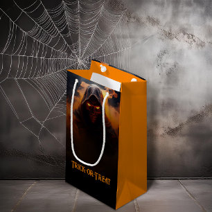 Petit Sac Cadeau Démon foncé avec fumée orange Halloween