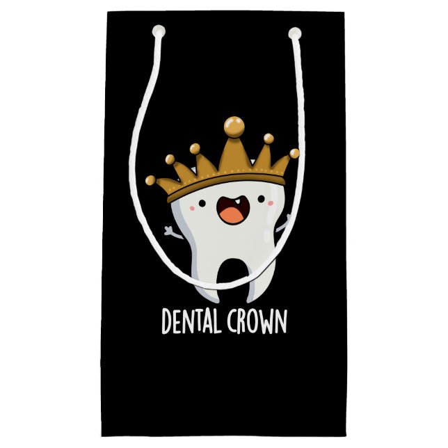 Petit Sac Cadeau Dental Crown Funny Dot Pun Dark BG (Devant)