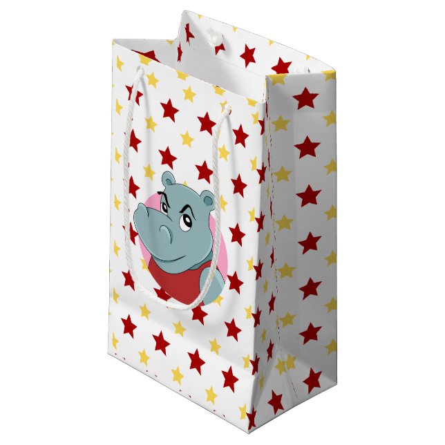 Petit Sac Cadeau Dessin animé d'hippopotame mignon (Devant Angle)