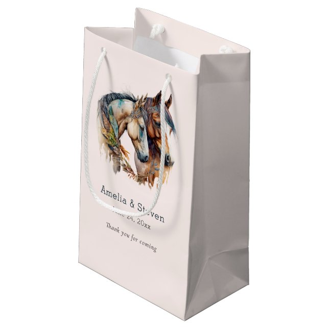Petit Sac Cadeau Deux beaux chevaux Western Boho Mariage (Dos Angle)