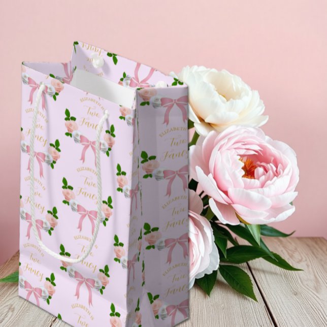 Petit Sac Cadeau Deux Fancy Bow Floral Anniversaire (Créateur téléchargé)