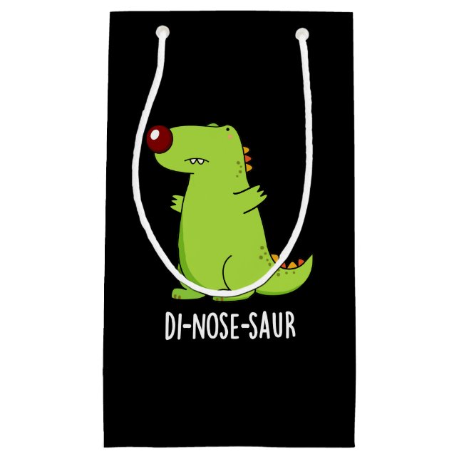Petit Sac Cadeau Di-nose-saur Funny Dinosaur Pun Dark BG (Devant)