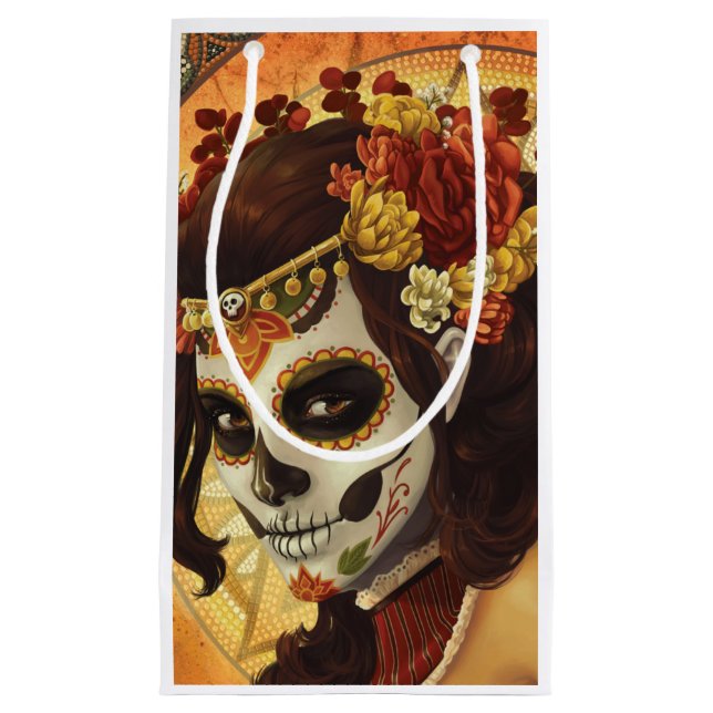 Petit Sac Cadeau Dia De Los Muertos Throw Pillow (Devant)