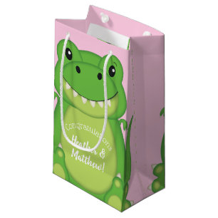 Petit Sac Cadeau Dinosaure Baby shower T-Rex Rose Girl