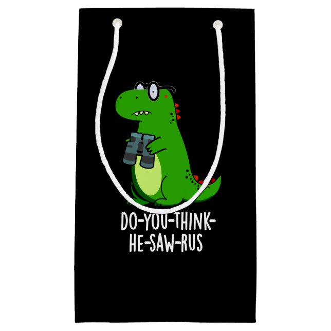 Petit Sac Cadeau Dinosaure Dinosaure Pun Dark BG (Devant)