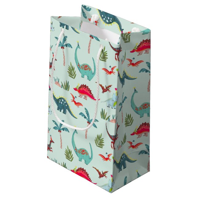 Petit Sac Cadeau Dinosaure Mignon bleu Enfants  (Dos Angle)