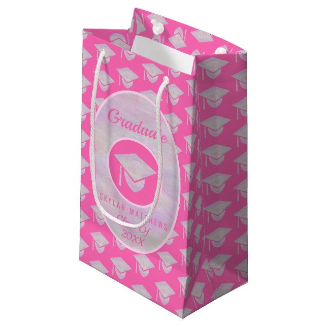 Petit Sac Cadeau Diplôme Pink Opal Motif tendance Graduate (Devant Angle)