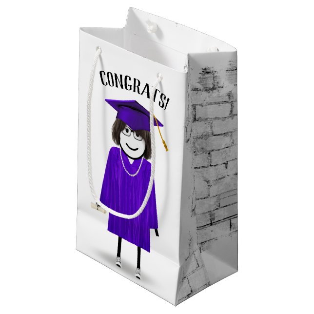 Petit Sac Cadeau Diplômée avec diplôme (Devant Angle)