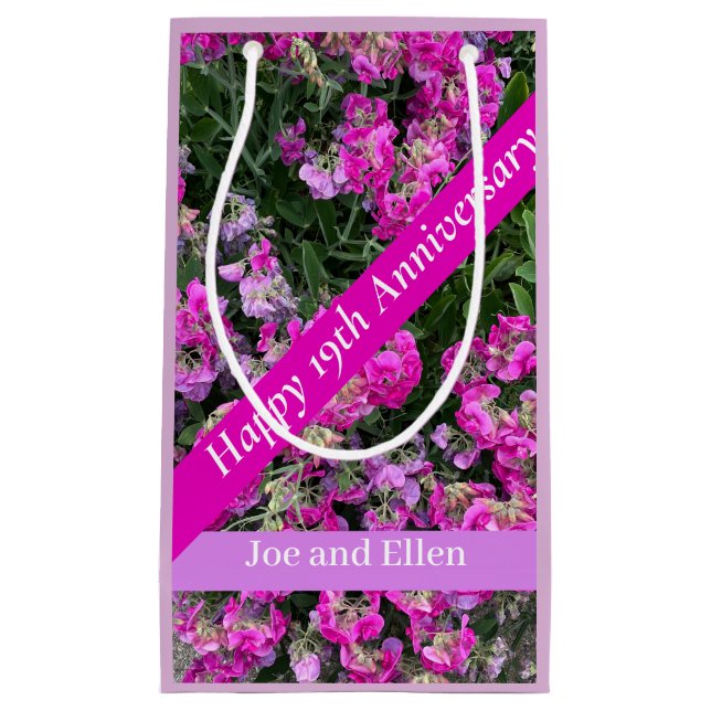 Petit Sac Cadeau Dix-neuvième anniversaire du Mariage Pois doux (Devant)