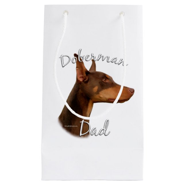 Petit Sac Cadeau Doberman Pinscher (rouge) Papa 2 (Devant)