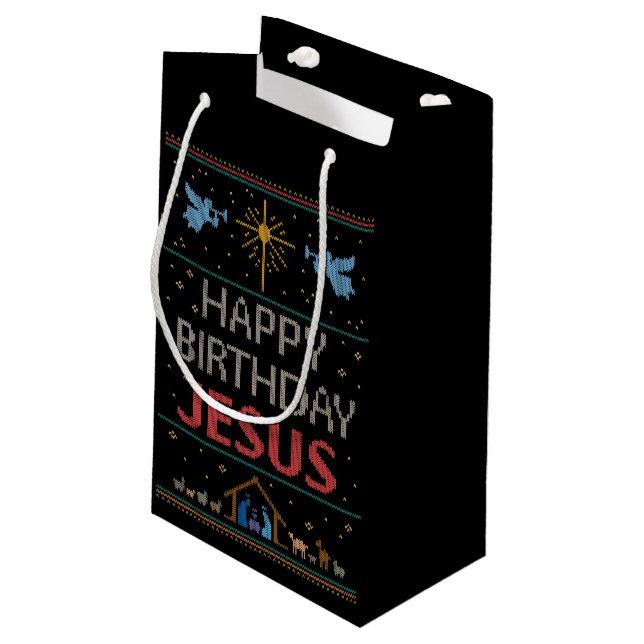 Petit Sac Cadeau Doux moche Design Joyeux Anniversaire Jésus Religi (Dos Angle)