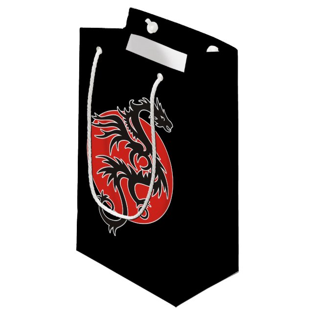 Petit Sac Cadeau Dragon Sun - blanc rouge noir + vos idées (Devant Angle)