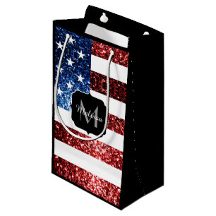 Petit Sac Cadeau Drapeau américain rouge bleu étincelles parties sc