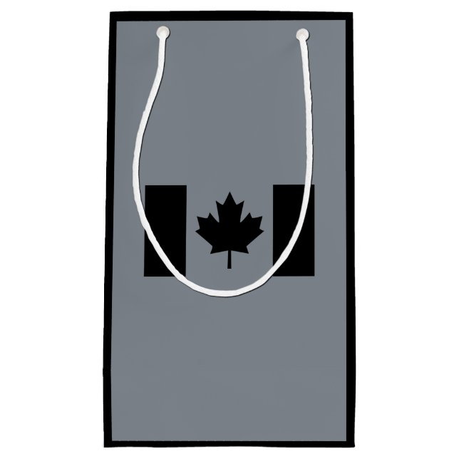 Petit Sac Cadeau Drapeau canadien en noir (Devant)
