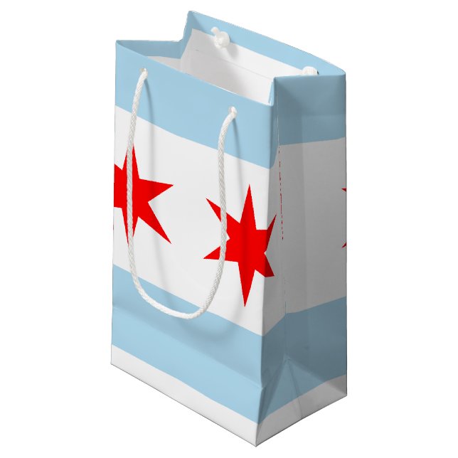 Petit Sac Cadeau Drapeau de Chicago (Devant Angle)
