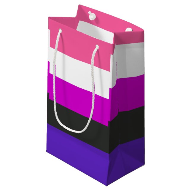 Petit Sac Cadeau Drapeau de fierté genderfluid (Devant Angle)
