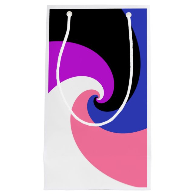 Petit Sac Cadeau Drapeau de fierté Genderfluid Groovy Boho Spirale  (Devant)